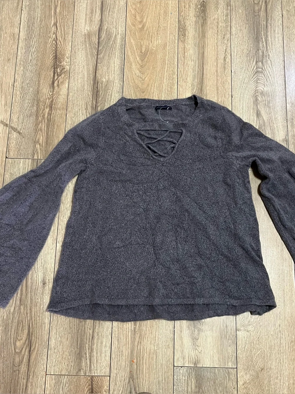 American Eagle Outfitters Women's Dark Brown Crewneck Sweater